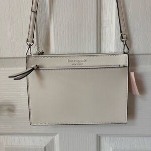 NWT KATE SPADE Leather Bag, Zip Crossbody, CAMERON, White.